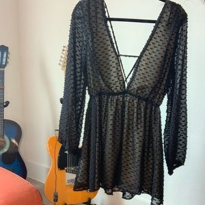 Long sleeve deep V Wild-fox mini dress